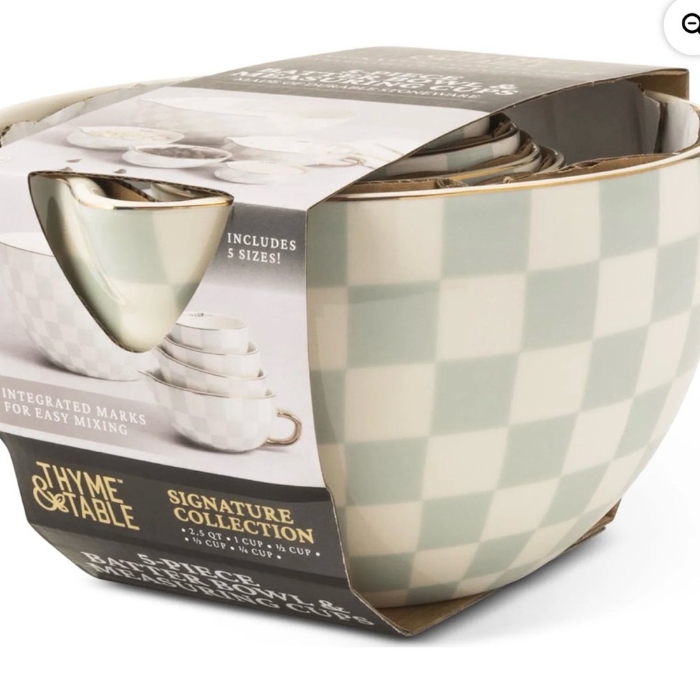 Thyme & Table Signature Collection Green Check Mixing Bowl Set